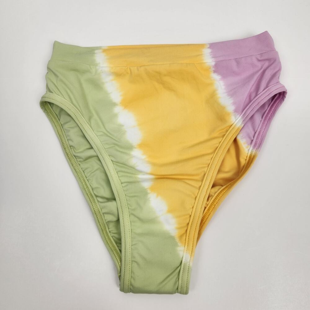 L*Space Frenchi Bikini Bottom in Tie Dye Purple Yellow Green Size XS
